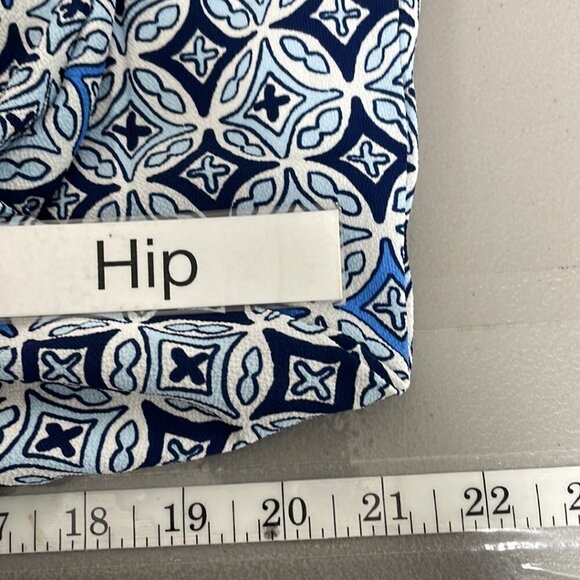 Mud Pie Blouson Dress NWT Buttons Midi Sleeveless Geometric Blue Size Large L - Picture 16 of 16